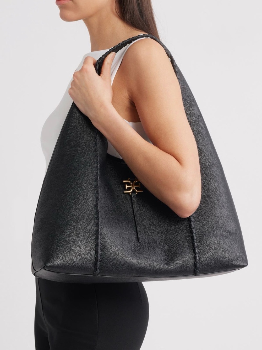 Sam Edelman Black Leather Hobo Shoulder Bag